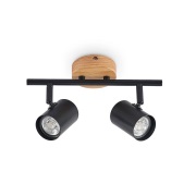 Lindby - Xiomara 2 Plafondlamp Black/Light Wood