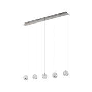 Lucande - Hayley 5 Line Hanglamp Clear/Chrome