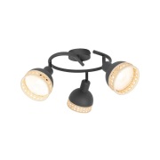 Lindby - Lonnaris 3 Round Plafondlamp Black/Nature