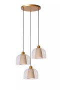 Lucide Gunhild 3L - hanglamp - Ø 46,5 x 186,6 cm - beige/goud/transpar...
