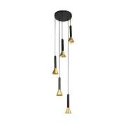 Searchlight Signal - hanglamp 5L - Ø 37 x 150 cm - zwart en goud