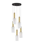 Nova Luce Certa - hanglamp - Ø 35 x 150 cm - helder glas, messing goud...